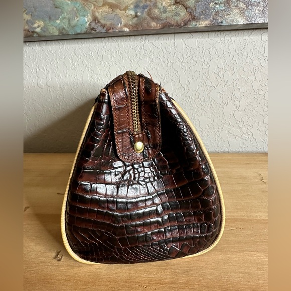 Brahmin  Baguette Brown and Tan Purse with Crocodile Pattern and Gold Hardware - Picture 4 of 15